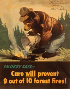 In 1964, Great Smoky Mountains National Park was gifted an original copy of the first Smokey Bear poster signed by the iconic image’s creator, Arthur Straehle. The poster is still held within the GSMNP Archives. Photo courtesy GSMNP Archives.