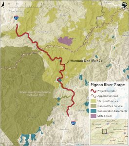 map of the Pigeon River Gorge