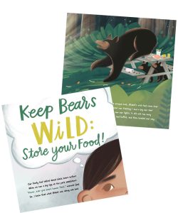 Great Smoky Mountains Association collaborated to vet both the text and illustrations with NPS’s Supervisory Wildlife Biologist Bill Stiver, Kim Delozier of BearWild, Dana Dodd of Appalachian Bear Rescue, and the national BearWise marketing and communications directors, LaVonne Ewing and Linda Masterson, who penned the book’s “Be a BearWise Kid” bonus material. 